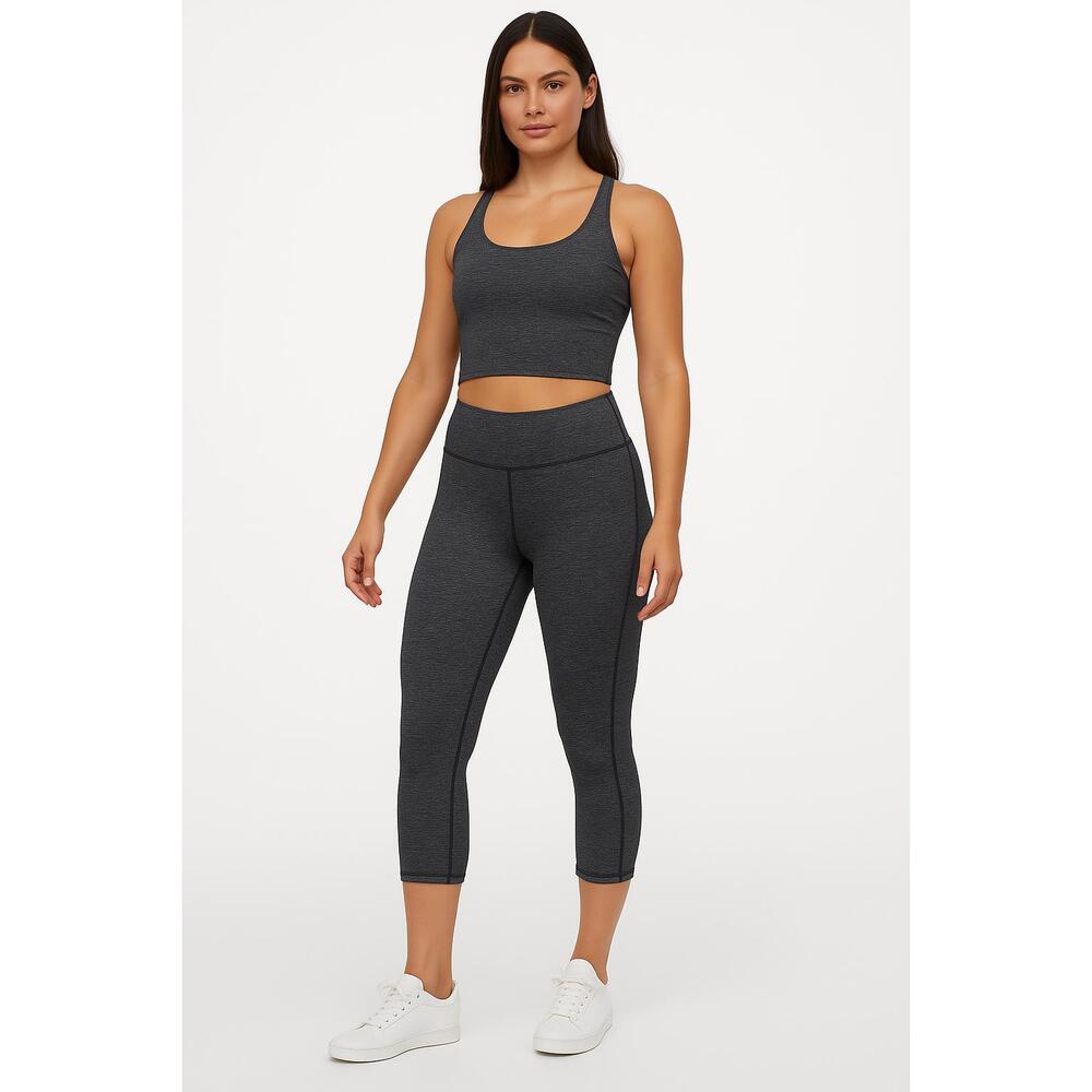 Victorias Secret VSX Womens Size Medium Grey Heather Black Blocking Legging Crop